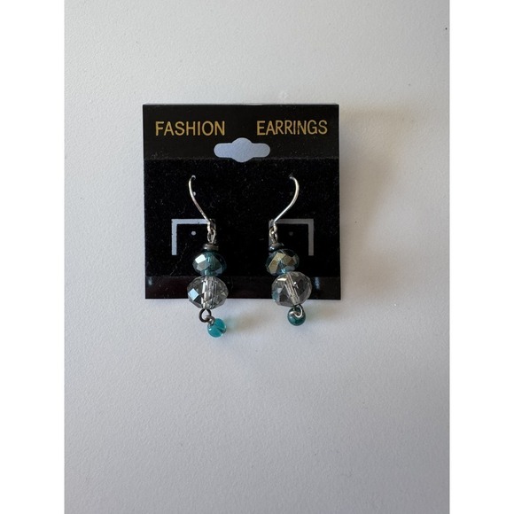 The Unbranded Brand Jewelry - Women's Fashion Blue Teal & Silver Bead Dangle Earrings, Shimmering New